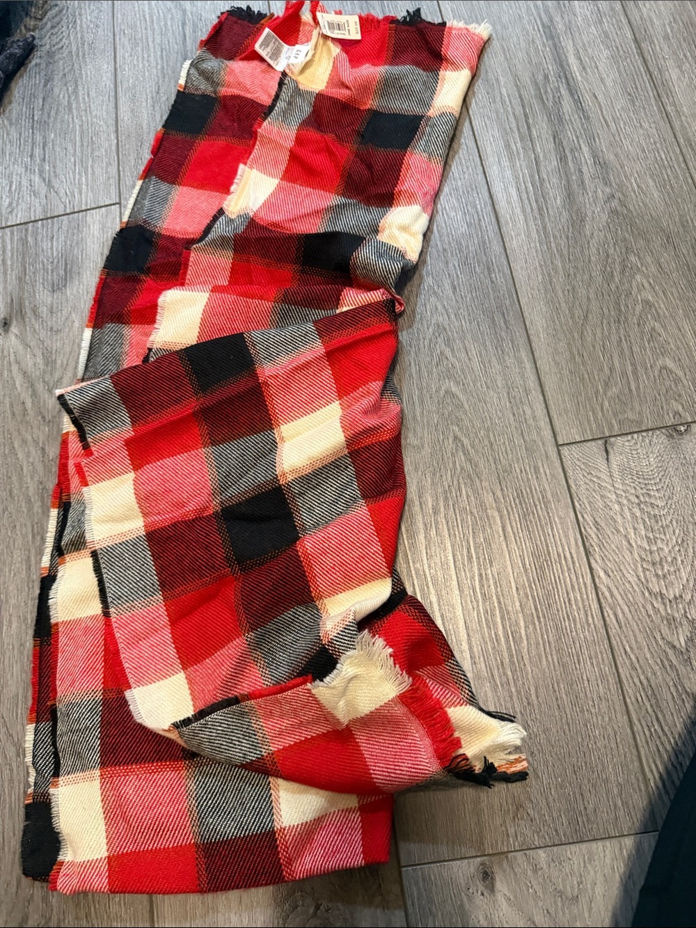 GAP Red Plaid Flare Jeans with Black & Cream Check